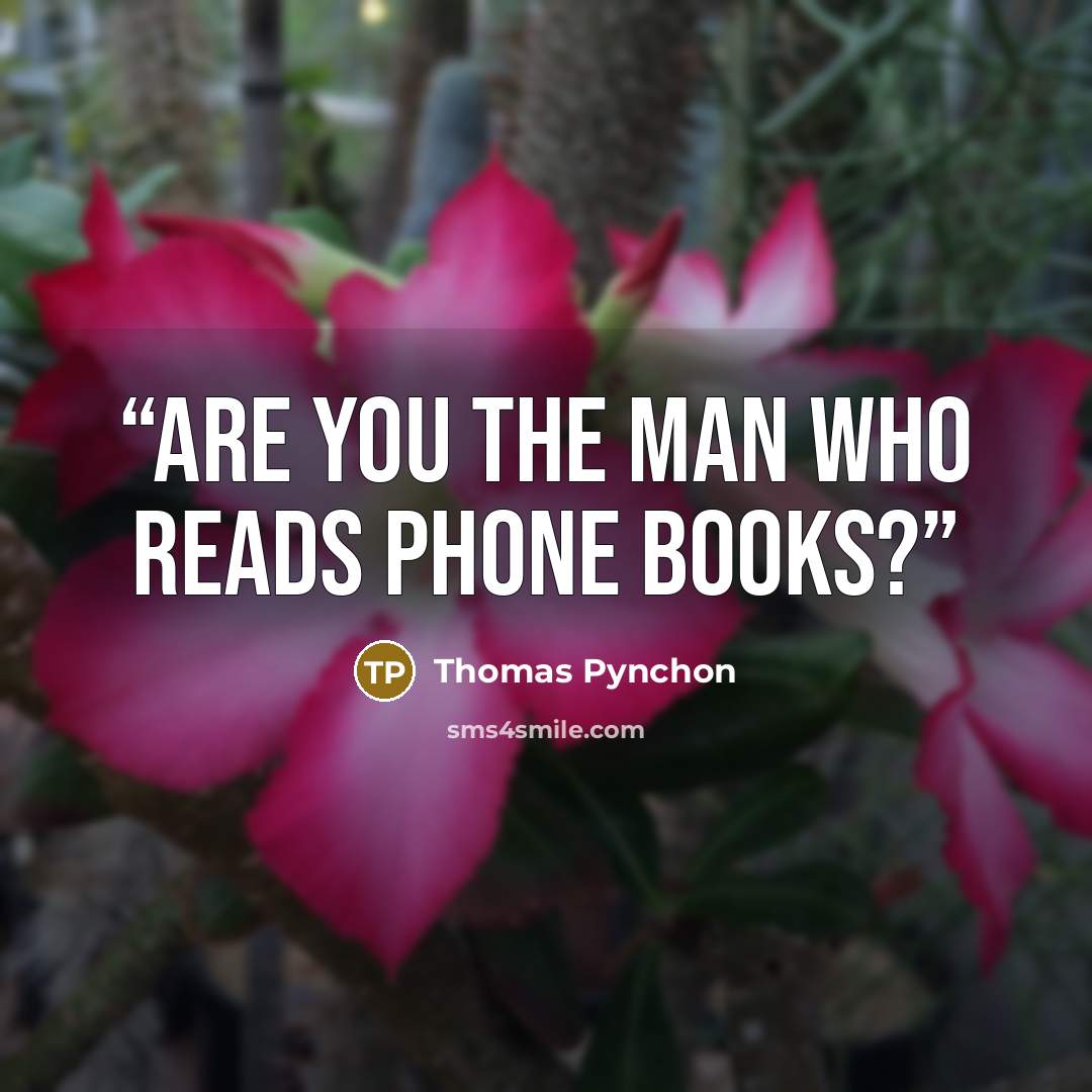 “Are you the man who reads phone books?” quote by Thomas Pynchon