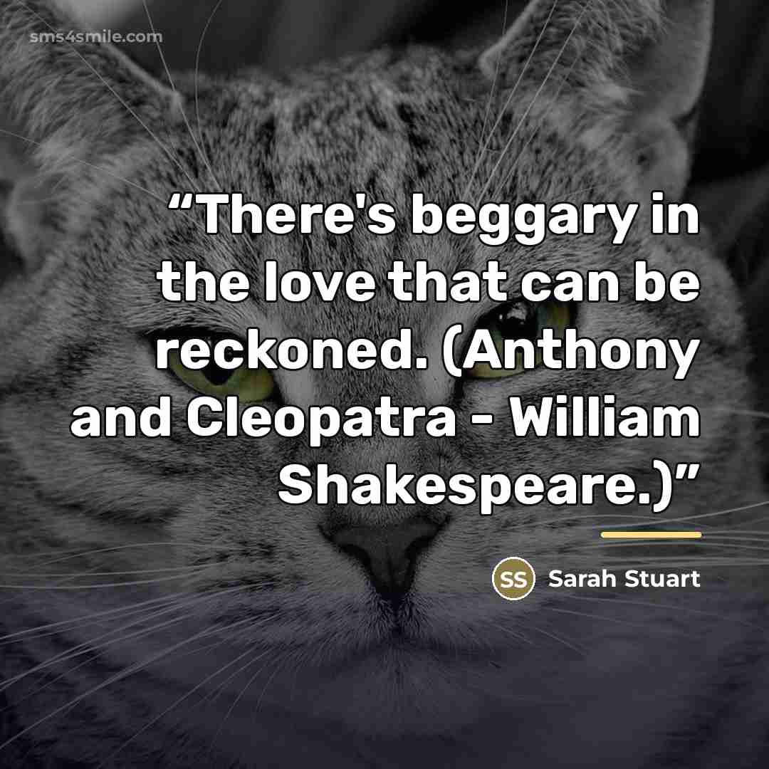 “There's beggary in the love that can be reckoned. (Anthony and Cleopatra - William Shakespeare.)” quote by Sarah Stuart