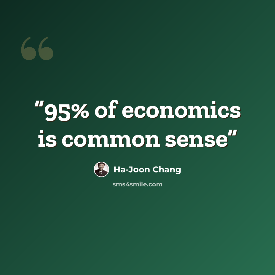 “95% of economics is common sense” quote by Ha-Joon Chang