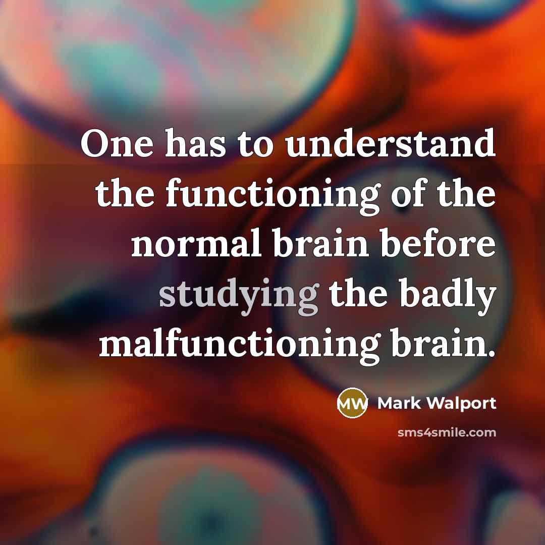 “One has to understand the functioning of the normal brain before studying the badly malfunctioning brain.” quote by Mark Walport