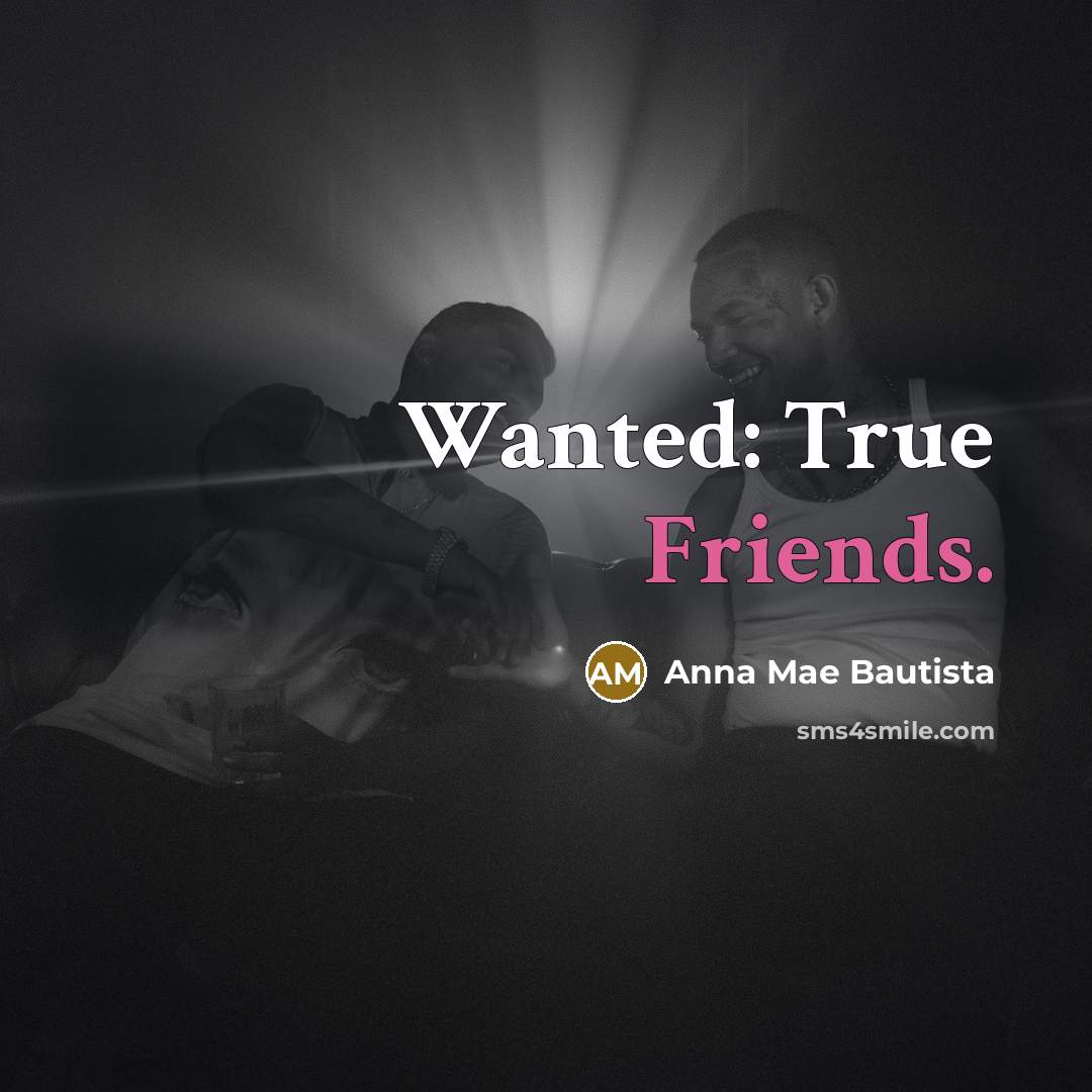 “Wanted: True Friends.” quote by Anna Mae Bautista