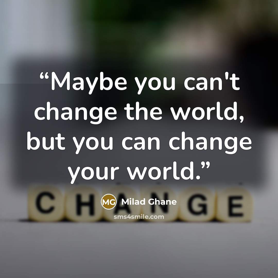 “Maybe you can't change the world, but you can change your world.” quote by Milad Ghane