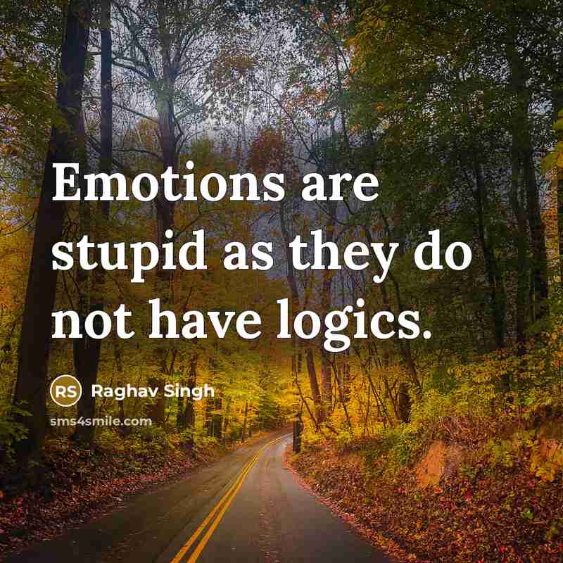 “Emotions are stupid as they do not have logics.” quote by Raghav Singh