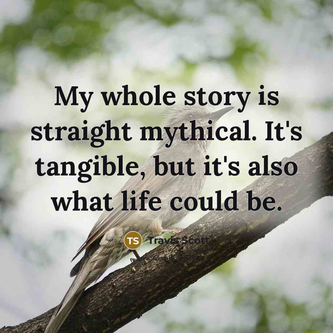 “My whole story is straight mythical. It's tangible, but it's also what life could be.” quote by Travis Scott