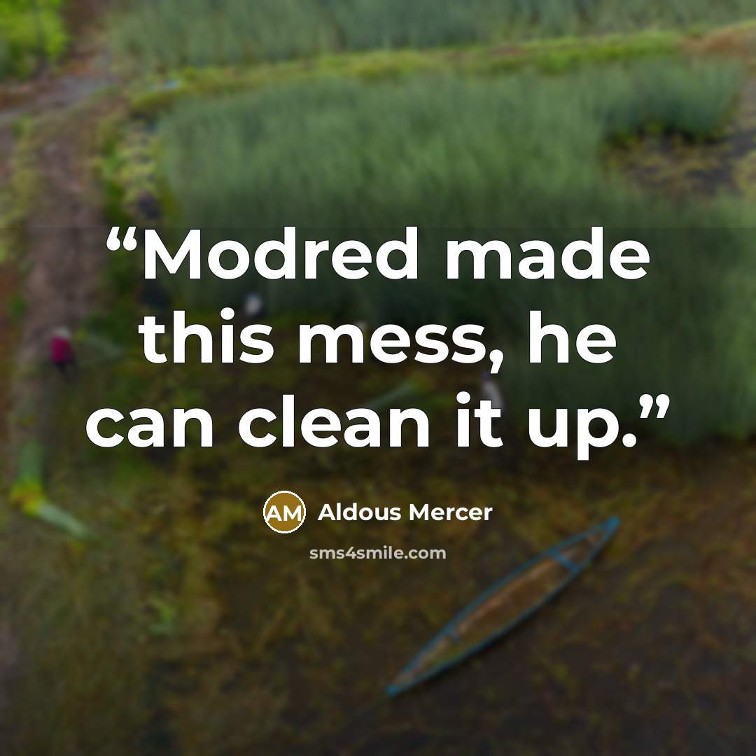 “Modred made this mess, he can clean it up.” quote by Aldous Mercer