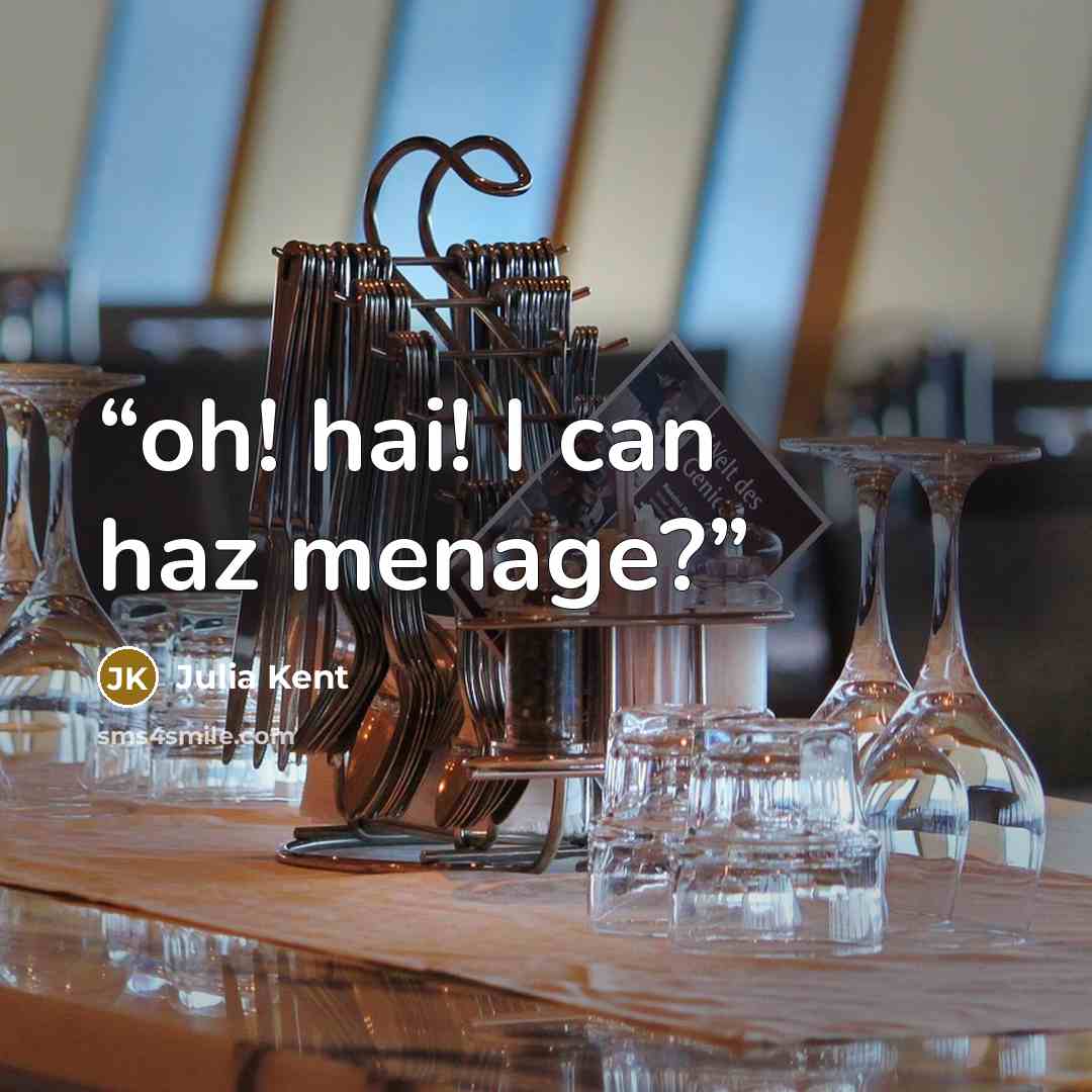 “oh! hai! I can haz menage?” quote by Julia Kent