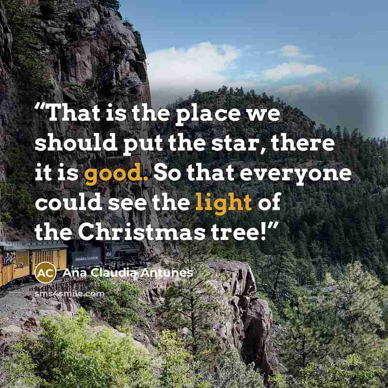 “That is the place we should put the star, there it is good. So that everyone could see the light of the Christmas tree!” quote by Ana Claudia Antunes