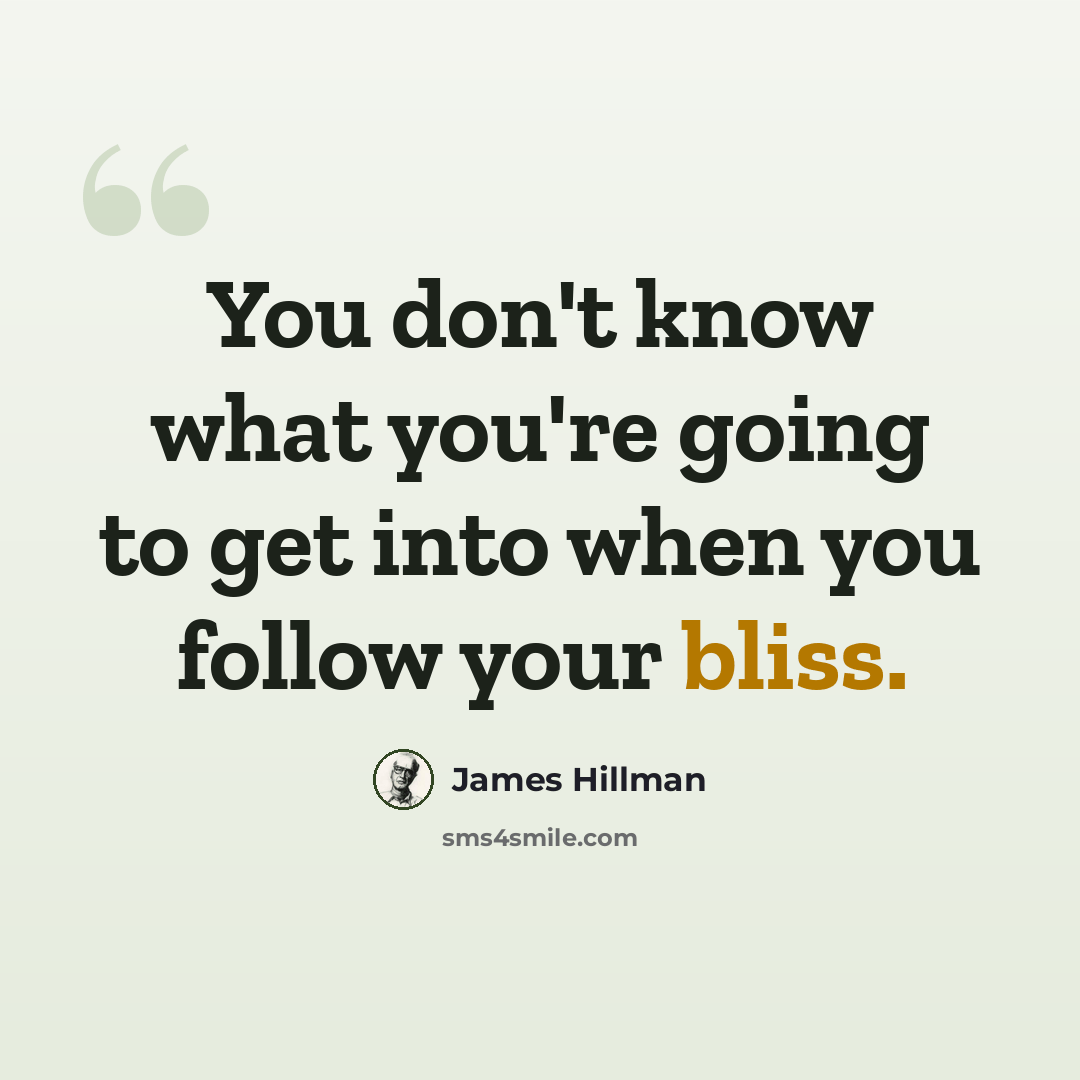 “You don't know what you're going to get into when you follow your bliss.” quote by James Hillman