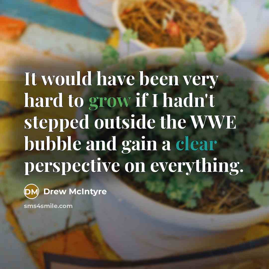 “It would have been very hard to grow if I hadn't stepped outside the WWE bubble and gain a clear perspective on everything.” quote by Drew McIntyre