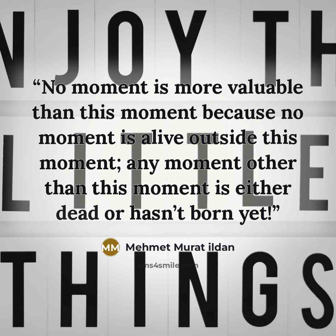 “No moment is more valuable than this moment because no moment is alive outside this moment; any moment other than this moment is either dead or hasn’t born yet!” quote by Mehmet Murat ildan