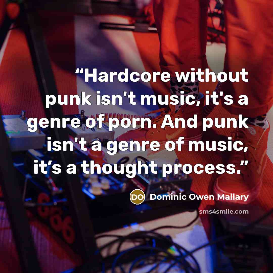 “Hardcore without punk isn't music, it's a genre of porn. And punk isn't a genre of music, it’s a thought process.” quote by Dominic Owen Mallary