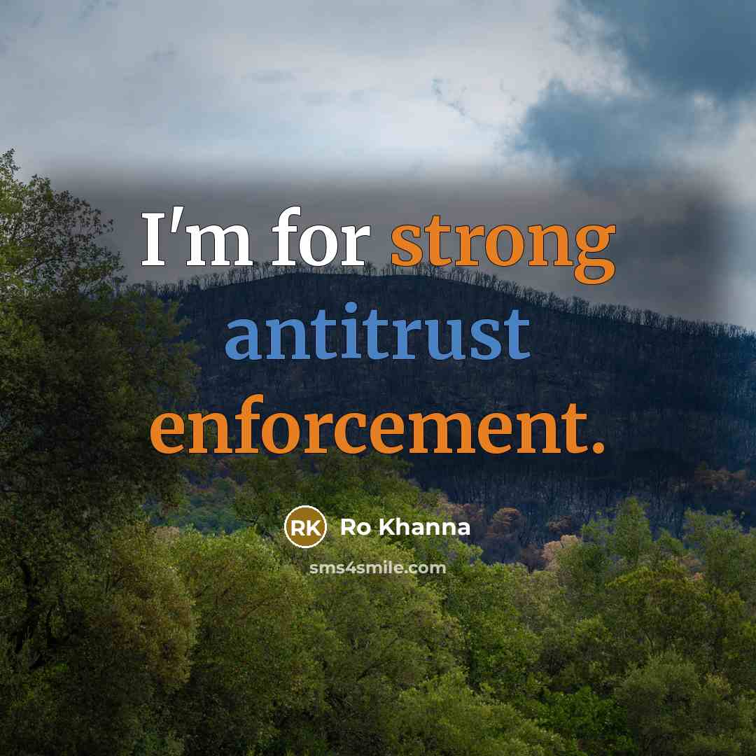 “I'm for strong antitrust enforcement.” quote by Ro Khanna