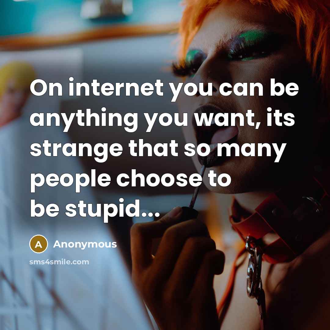 “On internet you can be anything you want, its strange that so many people choose to be stupid...” quote by Anonymous