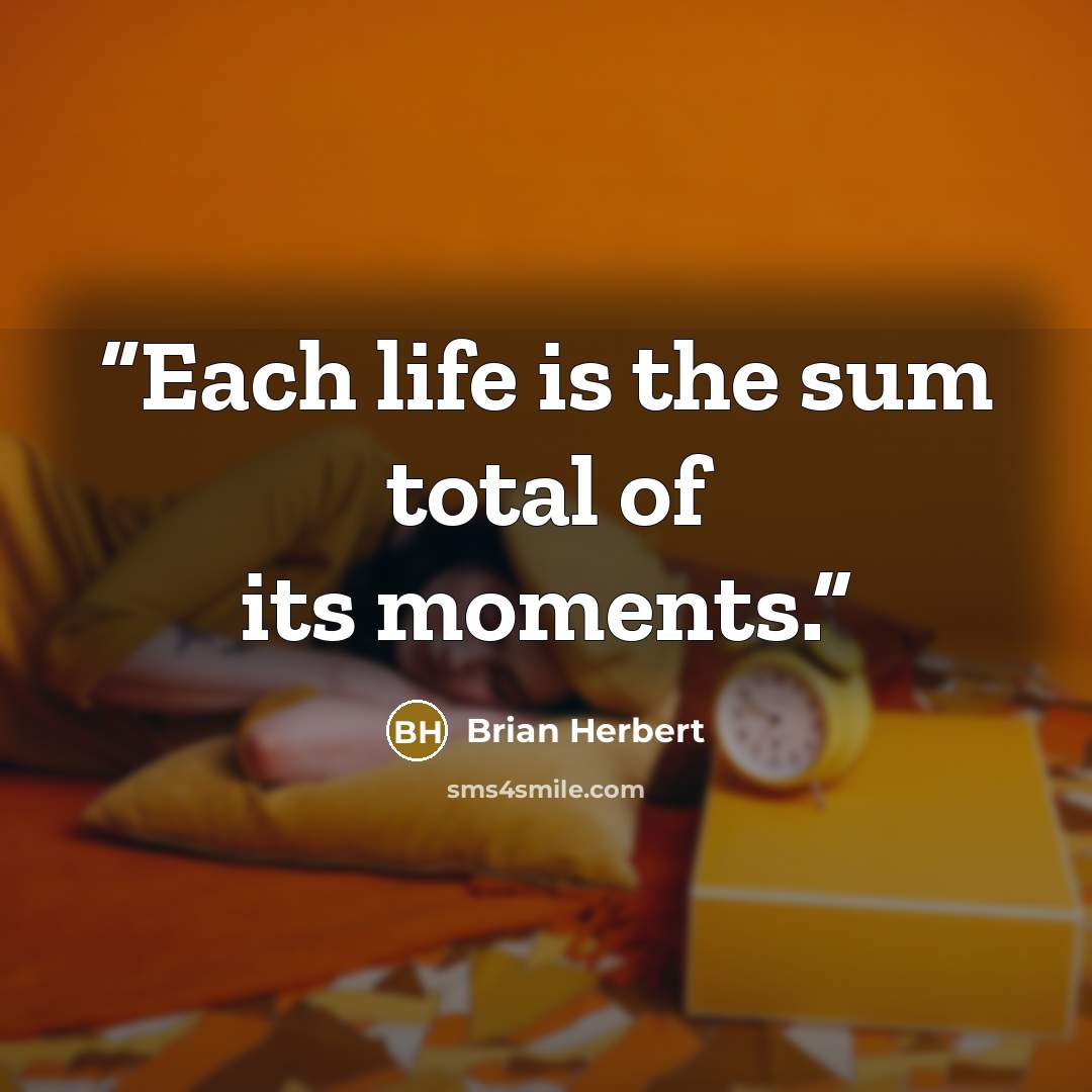 “Each life is the sum total of its moments.” quote by Brian Herbert
