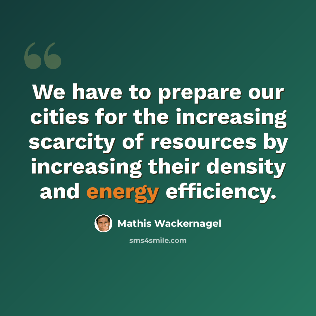 “We have to prepare our cities for the increasing scarcity of resources by increasing their density and energy efficiency.” quote by Mathis Wackernagel