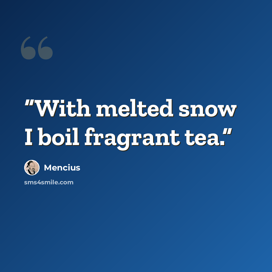 “With melted snow I boil fragrant tea.” quote by Mencius