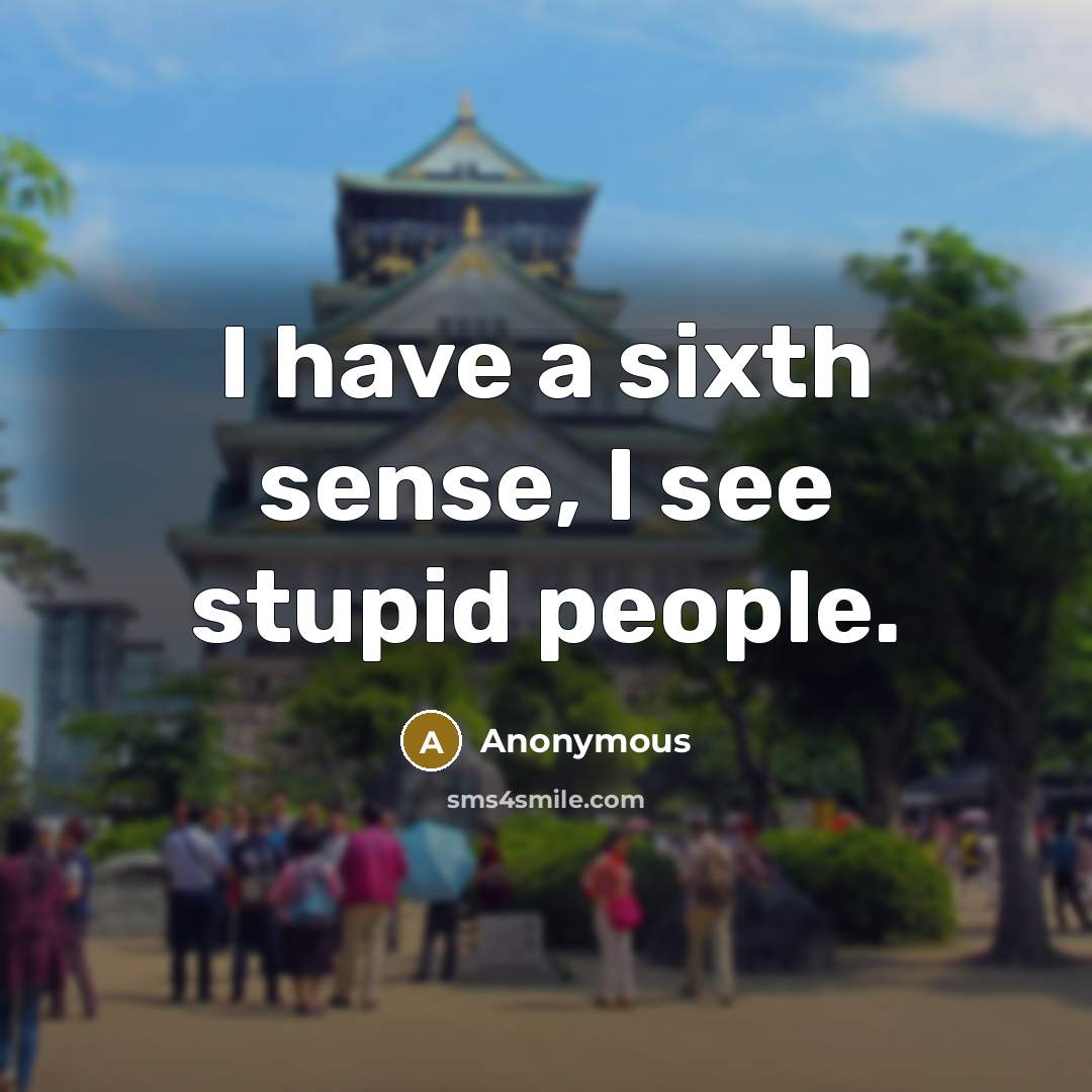 “I have a sixth sense, I see stupid people.” quote by Anonymous