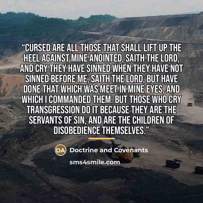 “Cursed are all those that shall lift up the heel against mine anointed, saith the Lord, and cry they have sinned when they have not sinned before me, saith the Lord, but have done that which was meet in mine eyes, and which I commanded them. But those who cry transgression do it because they are…” quote by Doctrine and Covenants