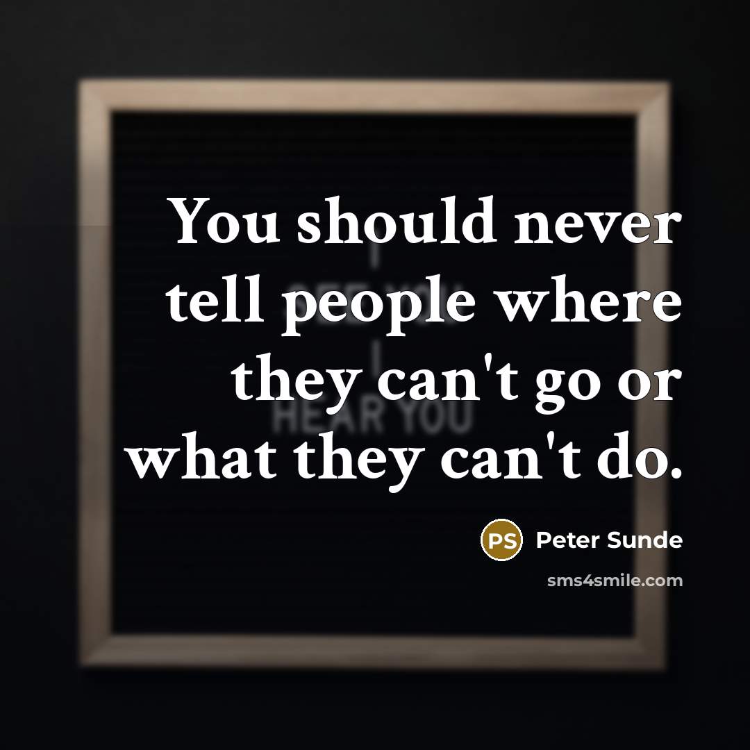 “You should never tell people where they can't go or what they can't do.” quote by Peter Sunde