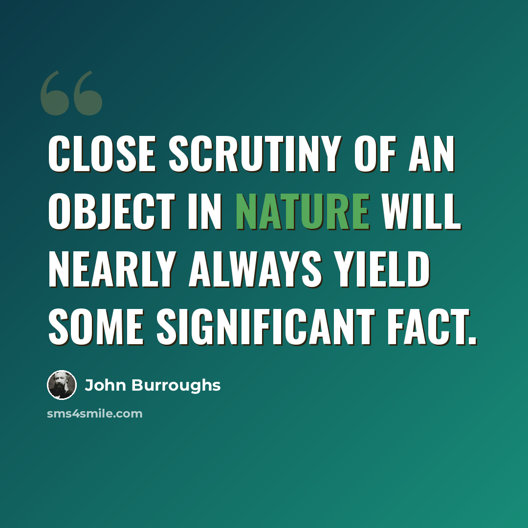 “Close scrutiny of an object in nature will nearly always yield some significant fact.” quote by John Burroughs