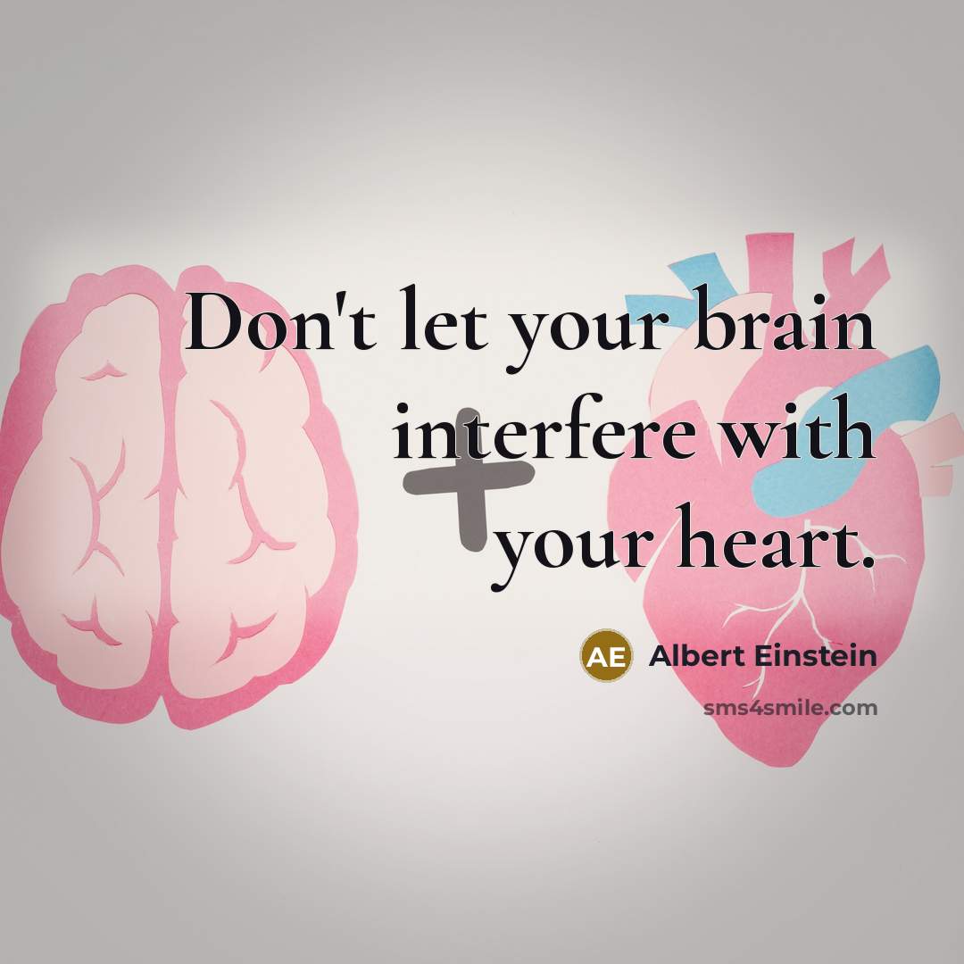 “Don't let your brain interfere with your heart.” quote by Albert Einstein