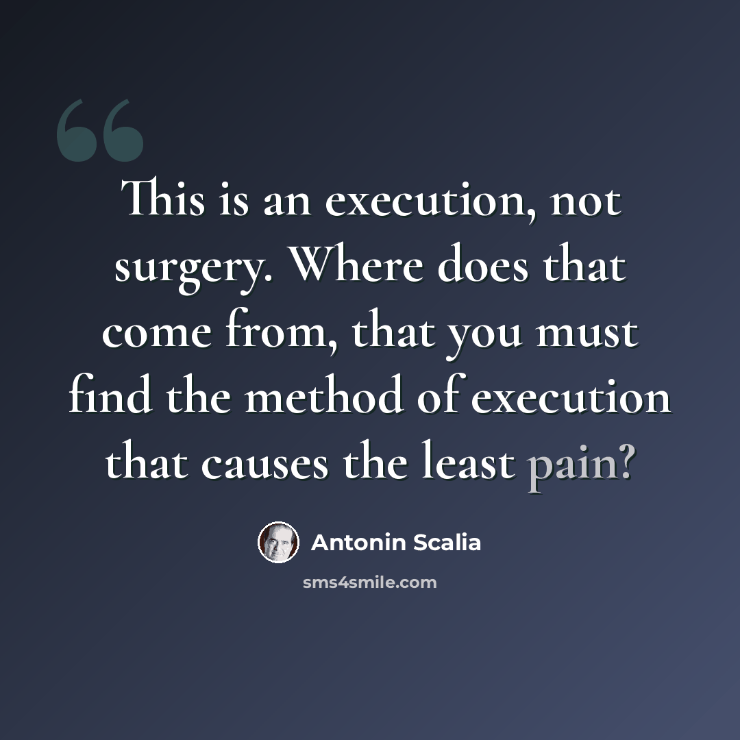 “This is an execution, not surgery. Where does that come from, that you must find the method of execution that causes the least pain?” quote by Antonin Scalia