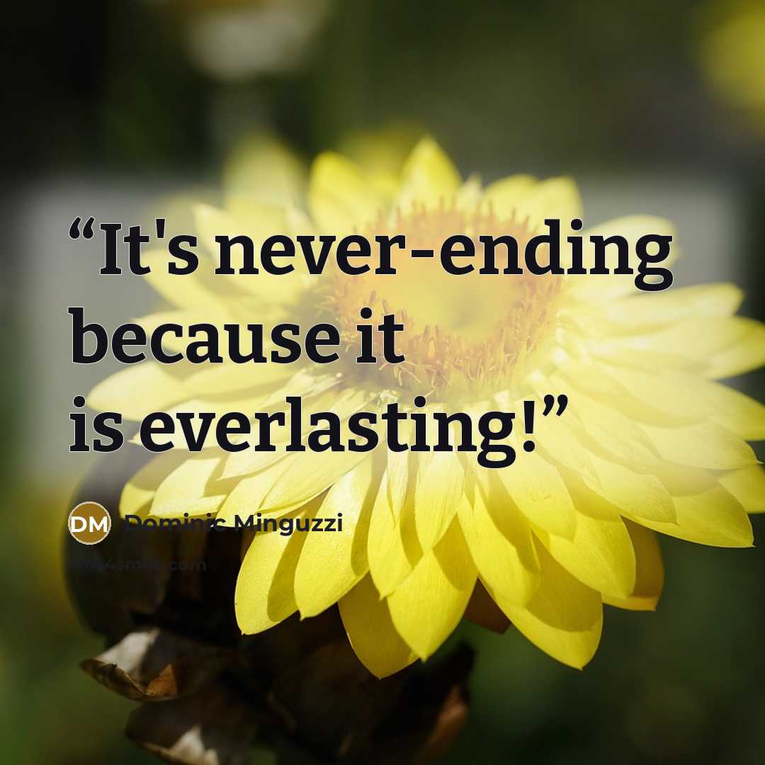 “It's never-ending because it is everlasting!” quote by Dominic Minguzzi