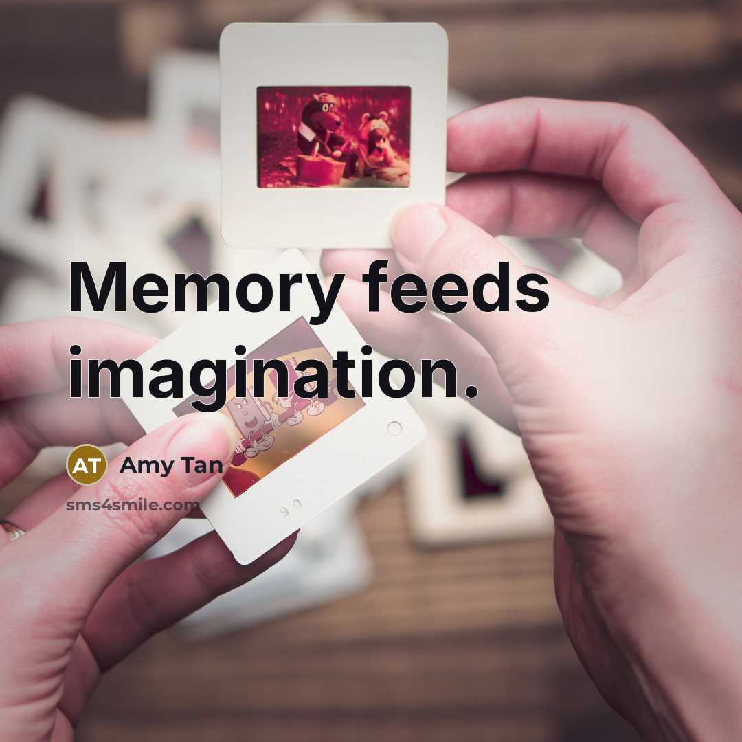“Memory feeds imagination.” quote by Amy Tan
