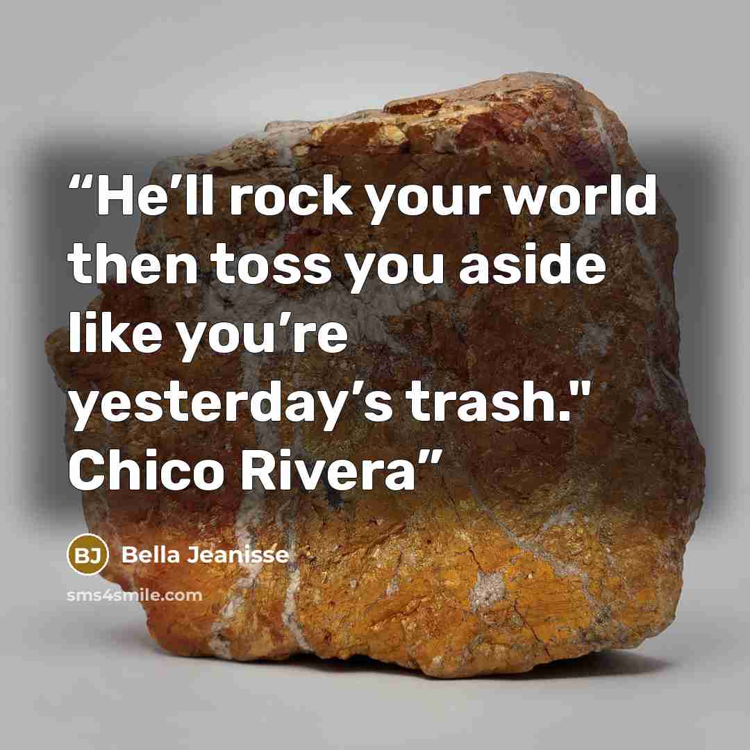 “He’ll rock your world then toss you aside like you’re yesterday’s trash." Chico Rivera” quote by Bella Jeanisse