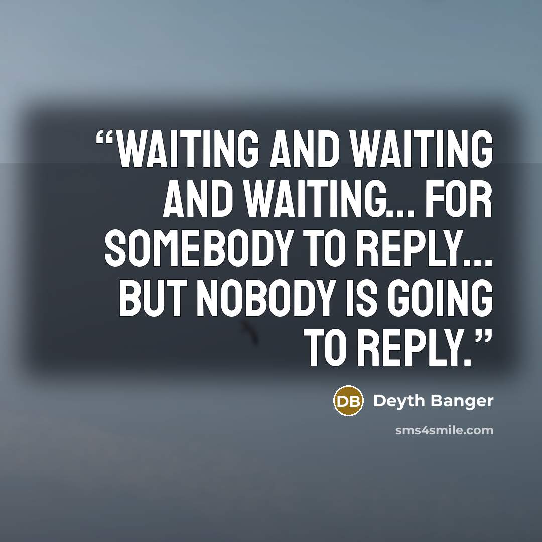 “Waiting and waiting and waiting... for somebody to reply... but nobody is going to reply.” quote by Deyth Banger