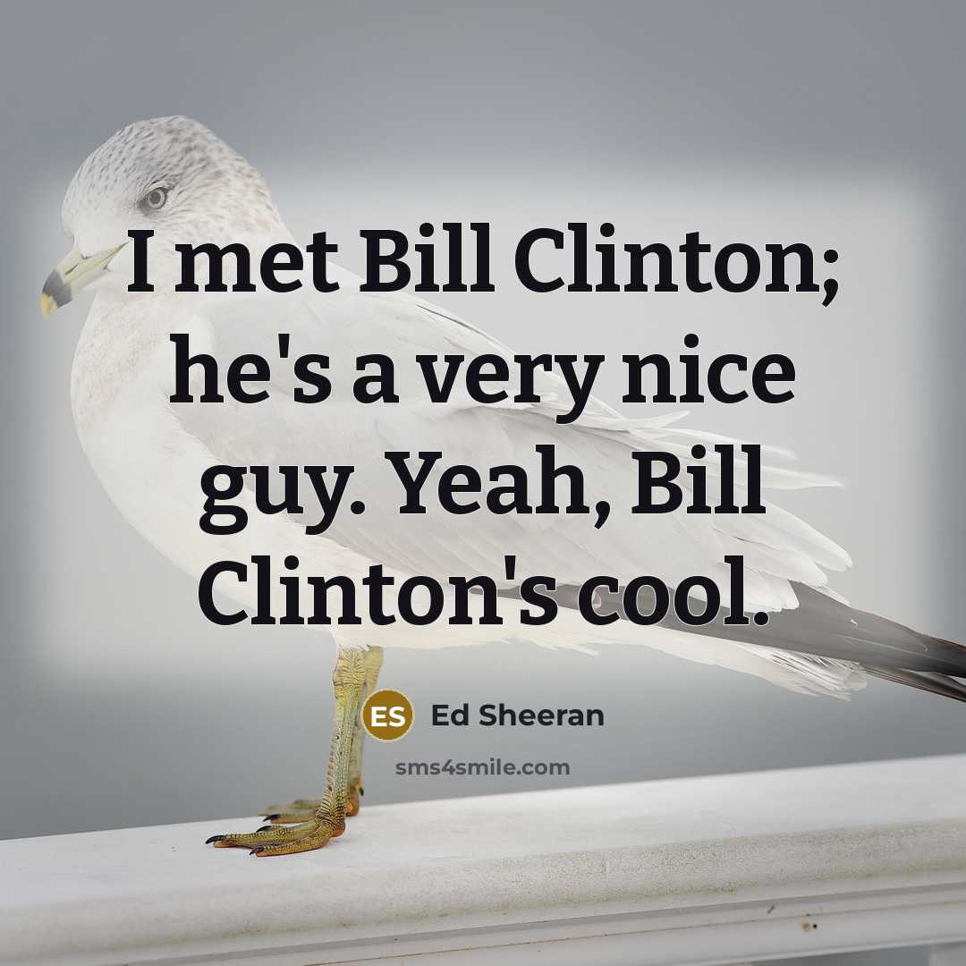 “I met Bill Clinton; he's a very nice guy. Yeah, Bill Clinton's cool.” quote by Ed Sheeran