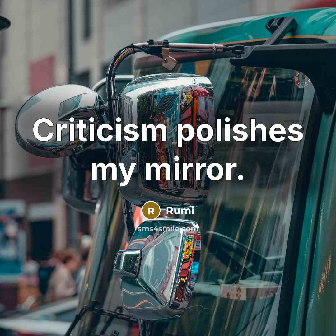 “Criticism polishes my mirror.” quote by Rumi