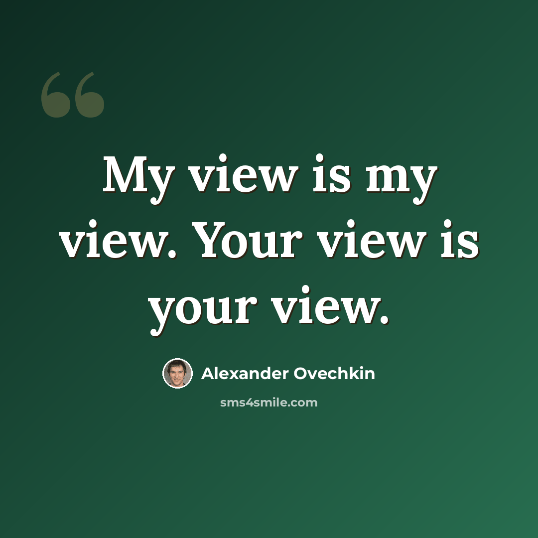 “My view is my view. Your view is your view.” quote by Alexander Ovechkin