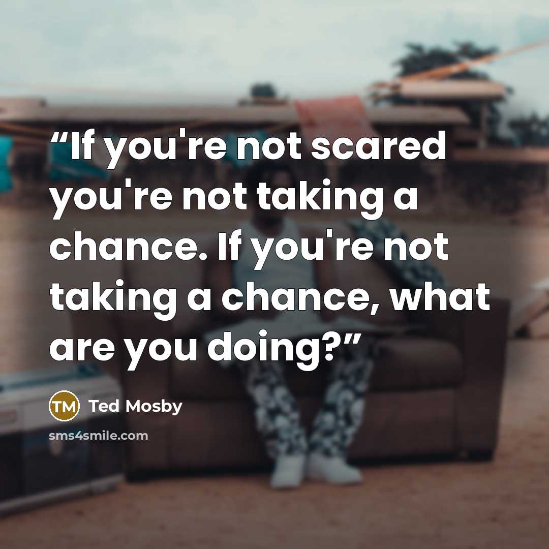 “If you're not scared you're not taking a chance. If you're not taking a chance, what are you doing?” quote by Ted Mosby