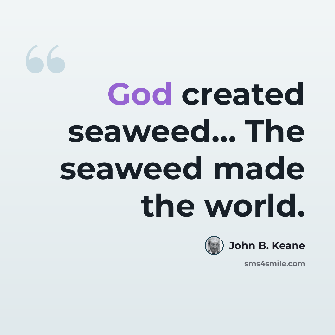 “God created seaweed… The seaweed made the world.” quote by John B. Keane