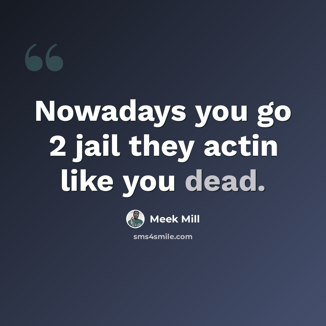 “Nowadays you go 2 jail they actin like you dead.” quote by Meek Mill