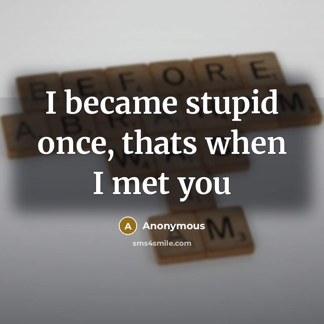 “I became stupid once, thats when I met you” quote by Anonymous