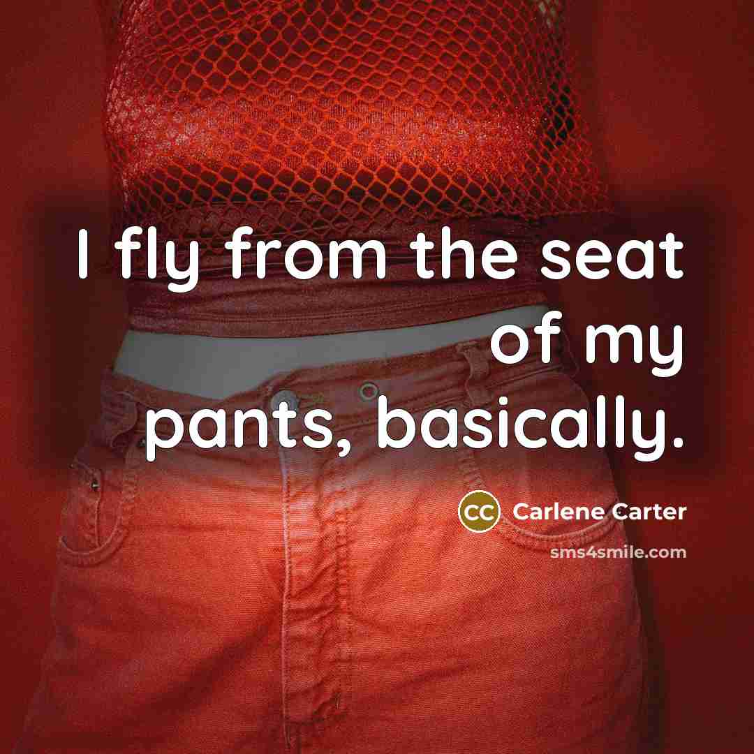 “I fly from the seat of my pants, basically.” quote by Carlene Carter