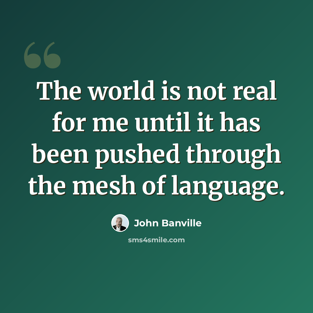 “The world is not real for me until it has been pushed through the mesh of language.” quote by John Banville