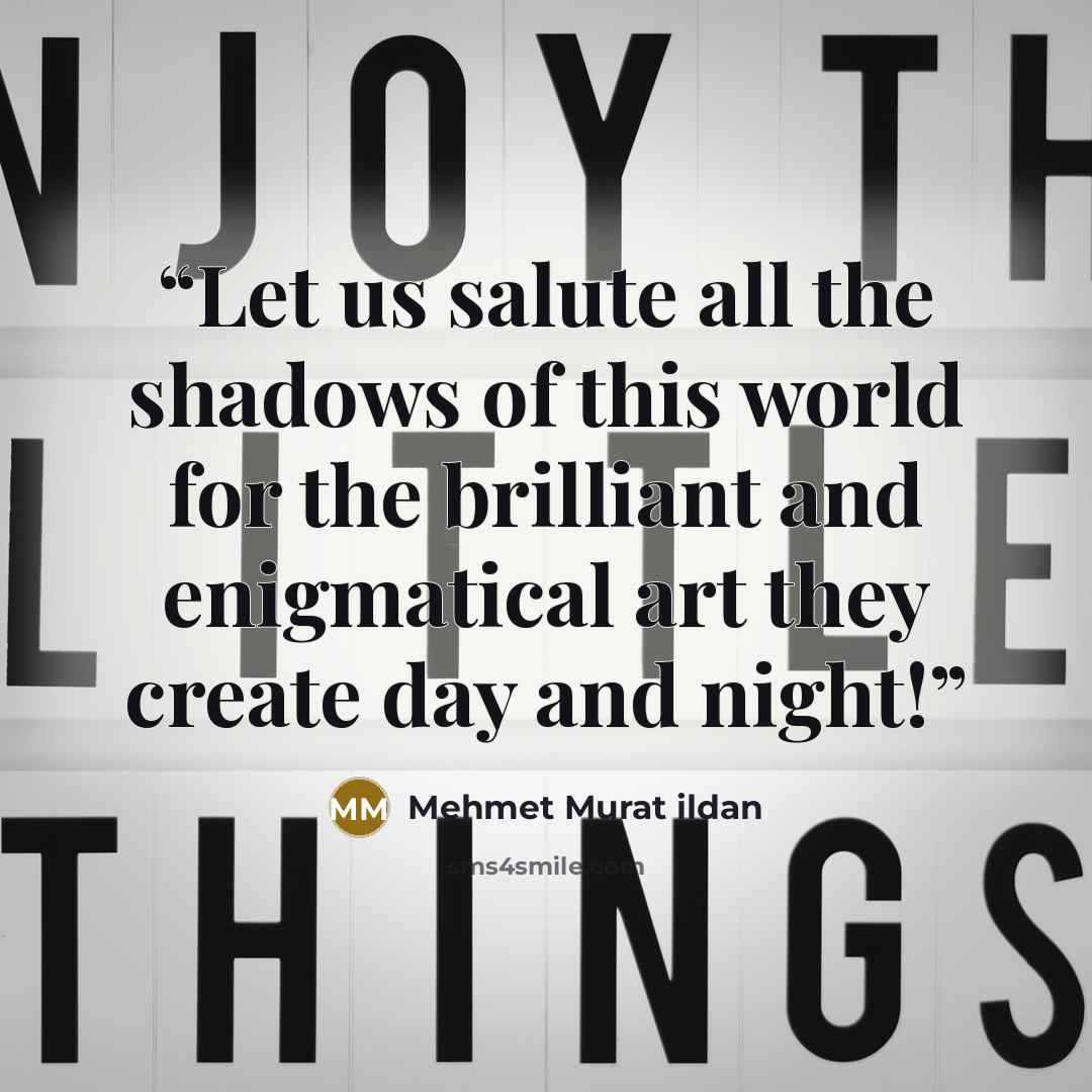 “Let us salute all the shadows of this world for the brilliant and enigmatical art they create day and night!” quote by Mehmet Murat ildan