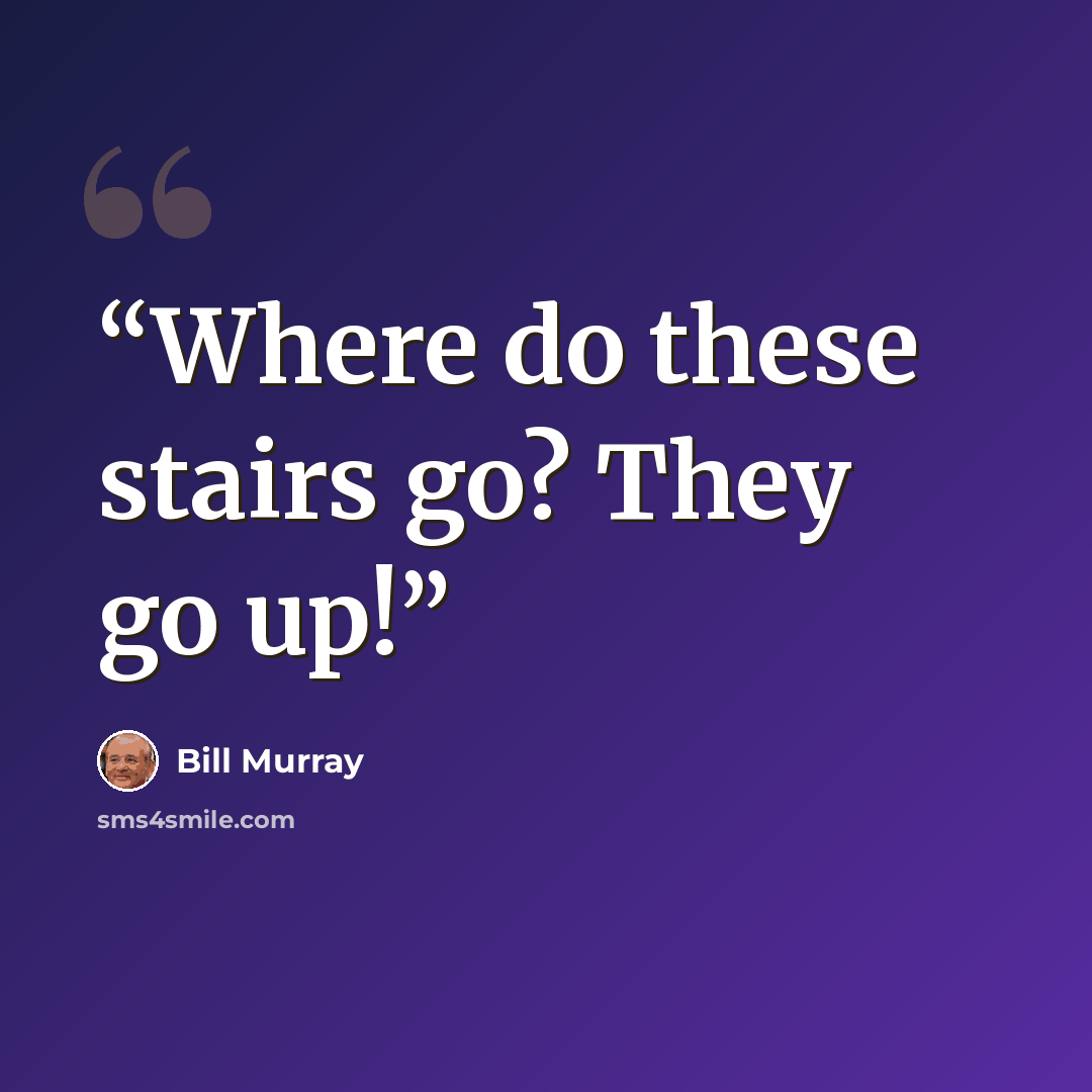 “Where do these stairs go? They go up!” quote by Bill Murray