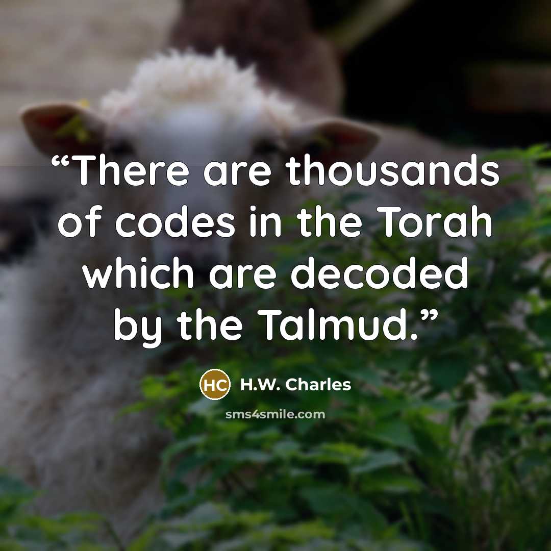 “There are thousands of codes in the Torah which are decoded by the Talmud.” quote by H.W. Charles
