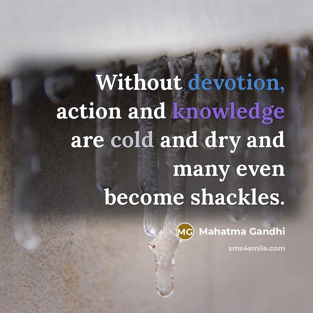 “Without devotion, action and knowledge are cold and dry and many even become shackles.” quote by Mahatma Gandhi
