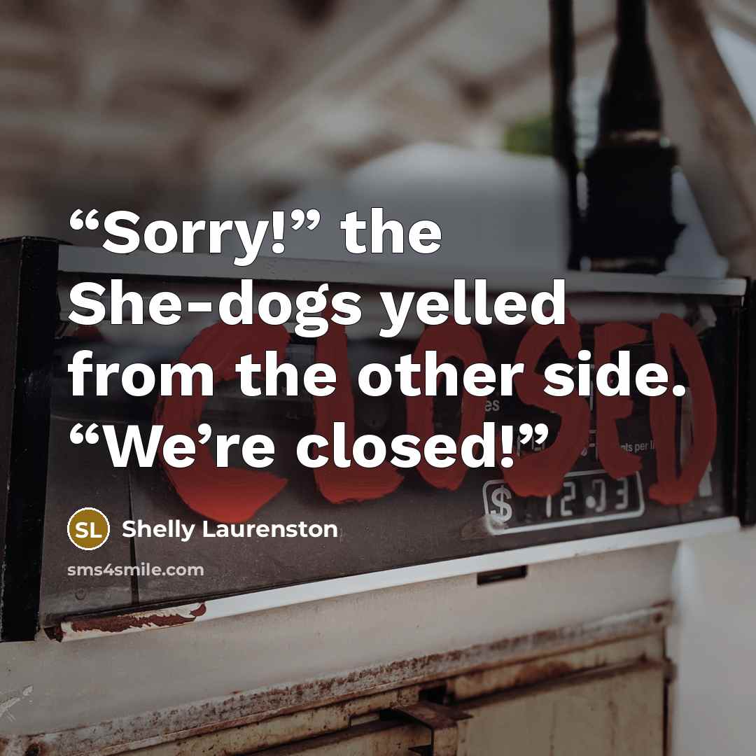 “Sorry!” the She-dogs yelled from the other side. “We’re closed!” quote by Shelly Laurenston