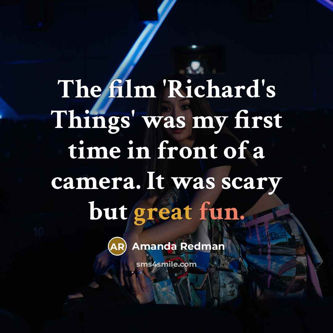 “The film 'Richard's Things' was my first time in front of a camera. It was scary but great fun.” quote by Amanda Redman