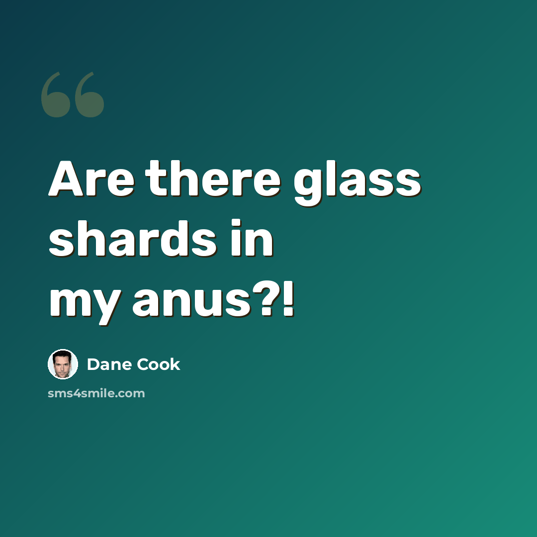 “Are there glass shards in my anus?!” quote by Dane Cook
