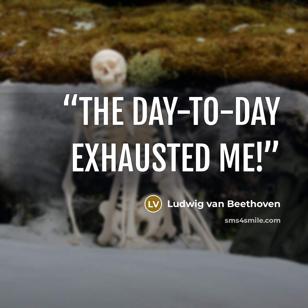 “The day-to-day exhausted me!” quote by Ludwig van Beethoven