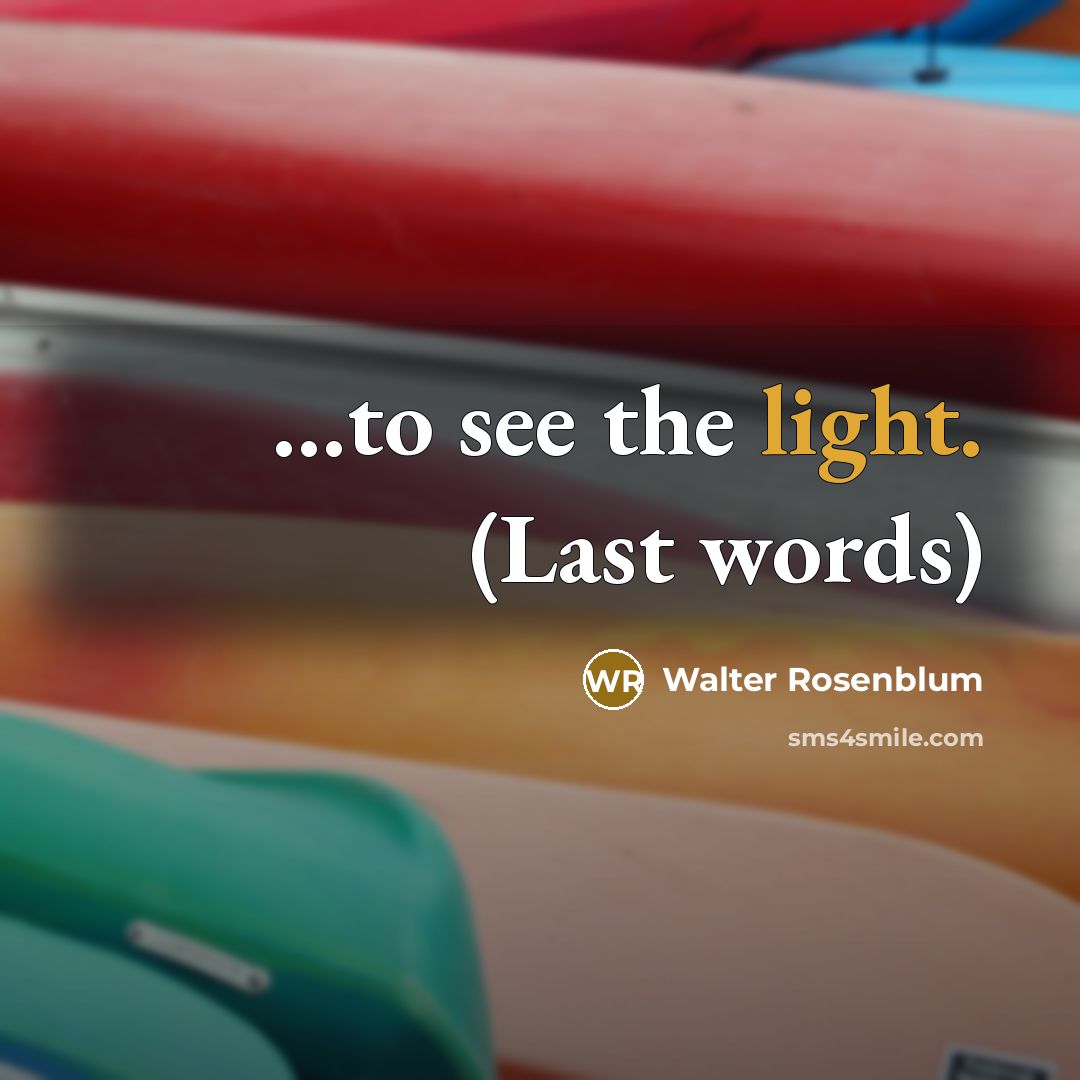 “...to see the light. (Last words)” quote by Walter Rosenblum