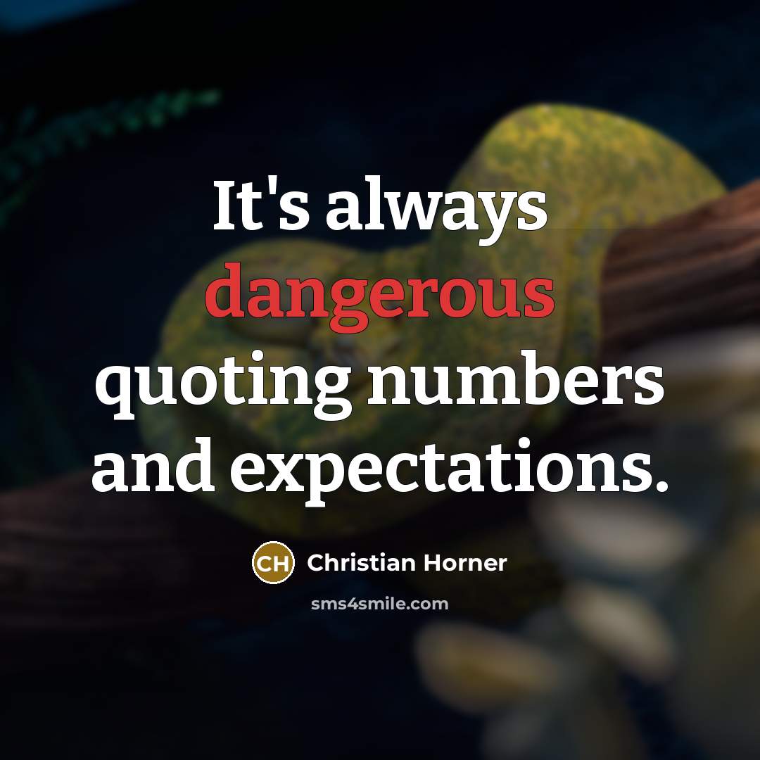 “It's always dangerous quoting numbers and expectations.” quote by Christian Horner