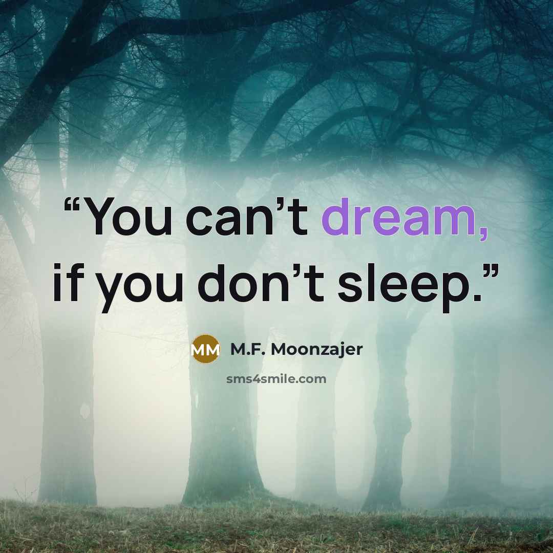 “You can’t dream, if you don’t sleep.” quote by M.F. Moonzajer